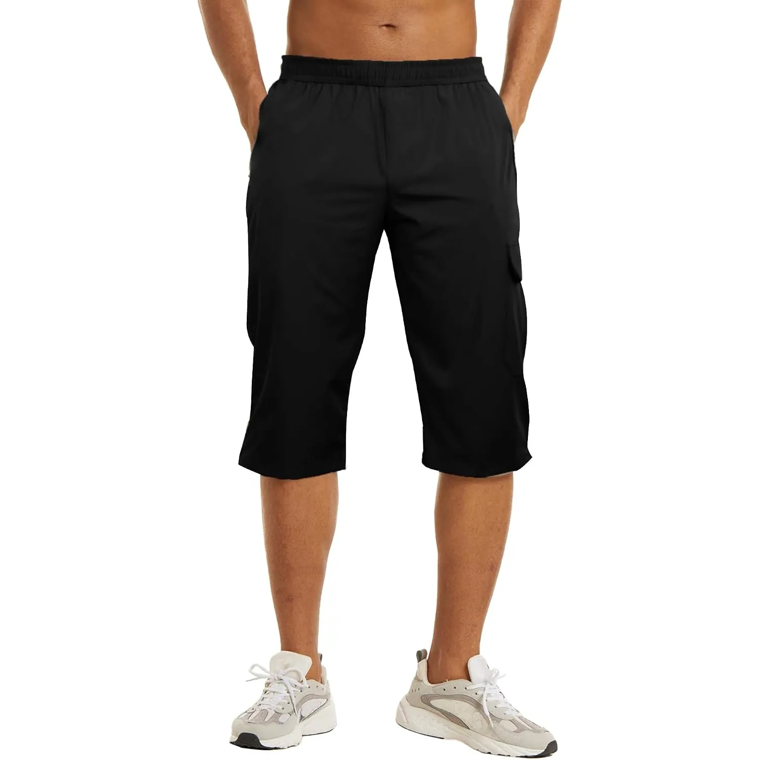NANAMEEI Herren 3/4 Outdoorhose Schnelltrocknend Hiking Shorts Wanderhose Herren mit Reißverschlusstasche