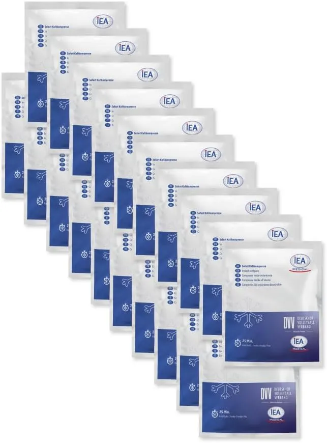 IEA Medical Sofort-Kälte-Kompresse (15,3 x 12,7 cm) 20 Stück | Einmal-Kühlpacks für Prellungen, Insektenstiche und ande…