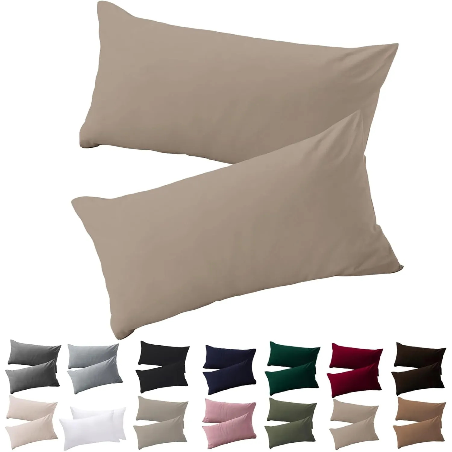 Soifox Kissenbezug 40x60 2er Set - Sandy Beige kopfkissenbezug Für Kissen 40 x 60 cm 100% Mikrofaser Resistent und Hypo…