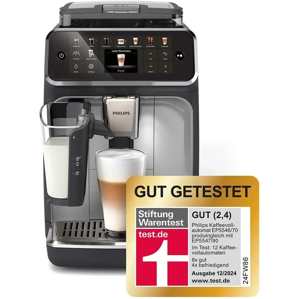 PHILIPS Serie 5500 Kaffeevollautomat – LatteGo Milchsystem, 20 heiße und kalte Kaffeespezialitäten, 40% leiser mit Sile…