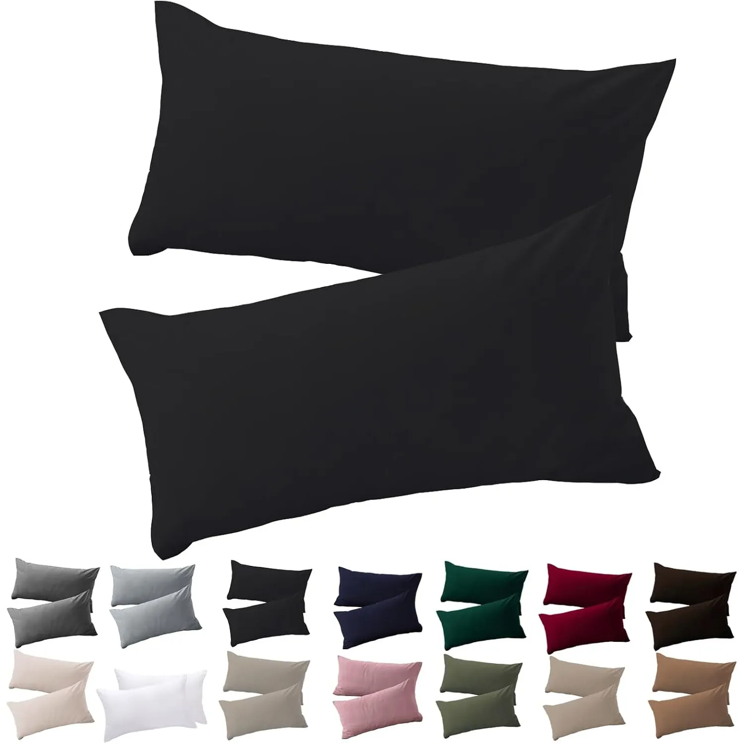 Soifox Kissenbezug 40x60 2er Set - Schwarz kopfkissenbezug Für Kissen 40 x 60 cm 100% Mikrofaser Resistent und Hypoalle…
