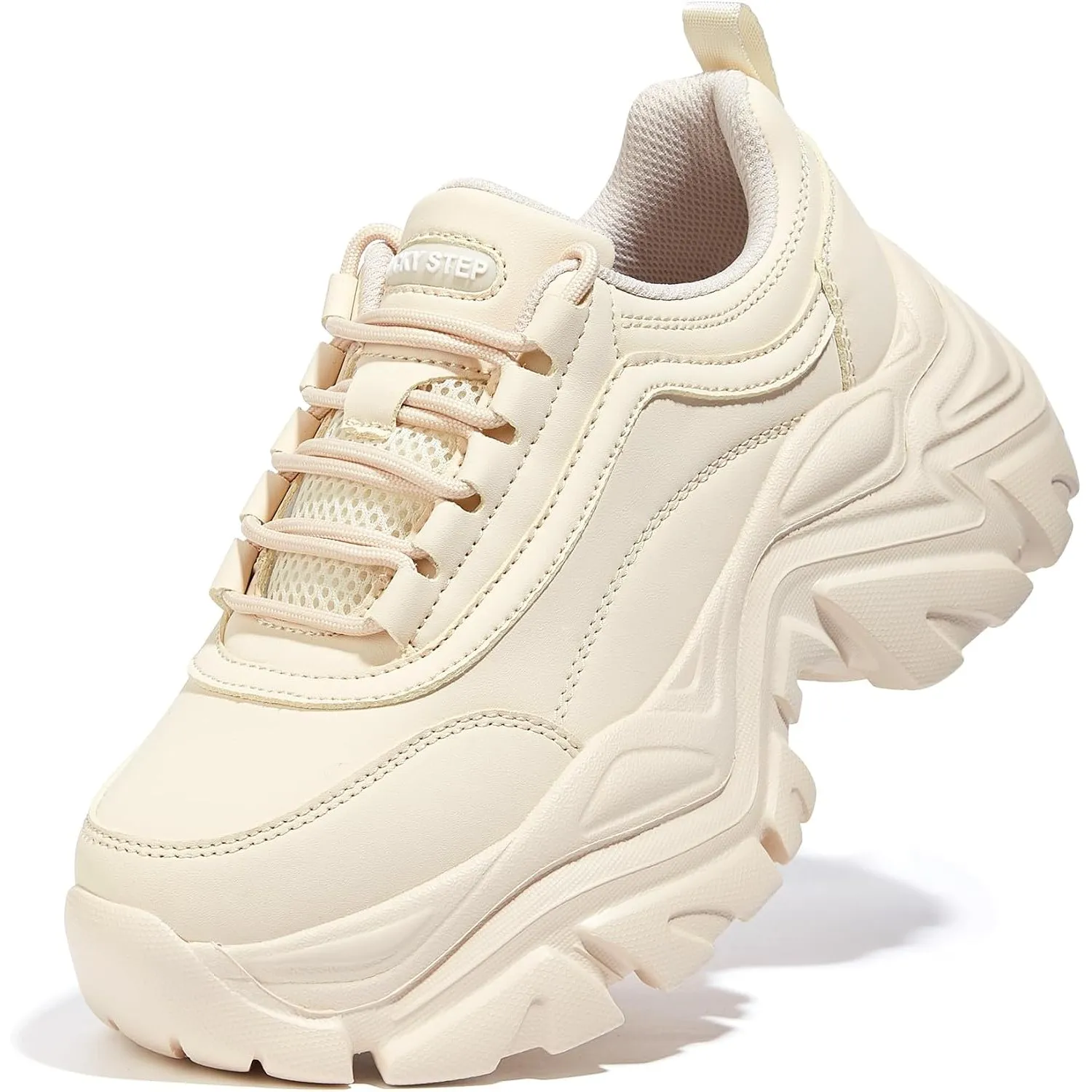 LUCKY STEP Chunky Turnschuhe für Damen, modische Plateau-Lässige Schuhe, Bequeme Keilabsatz Sneaker