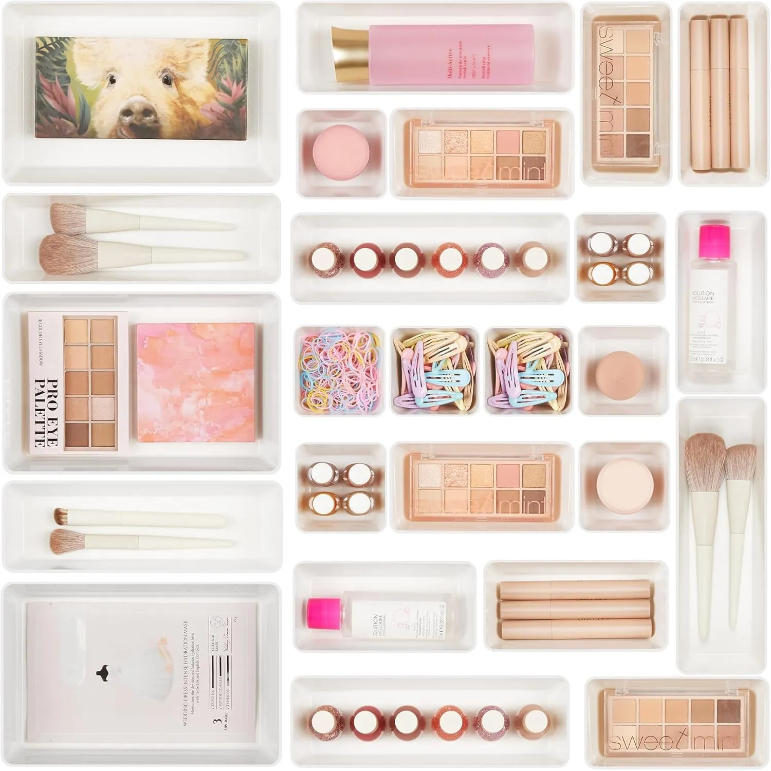 Vtopmart 25 Stücke Weiß Schubladen Organizer mit 4 Größen, Make up Ordnungssystem, Schminktisch Organizer Einsetzbar fü…