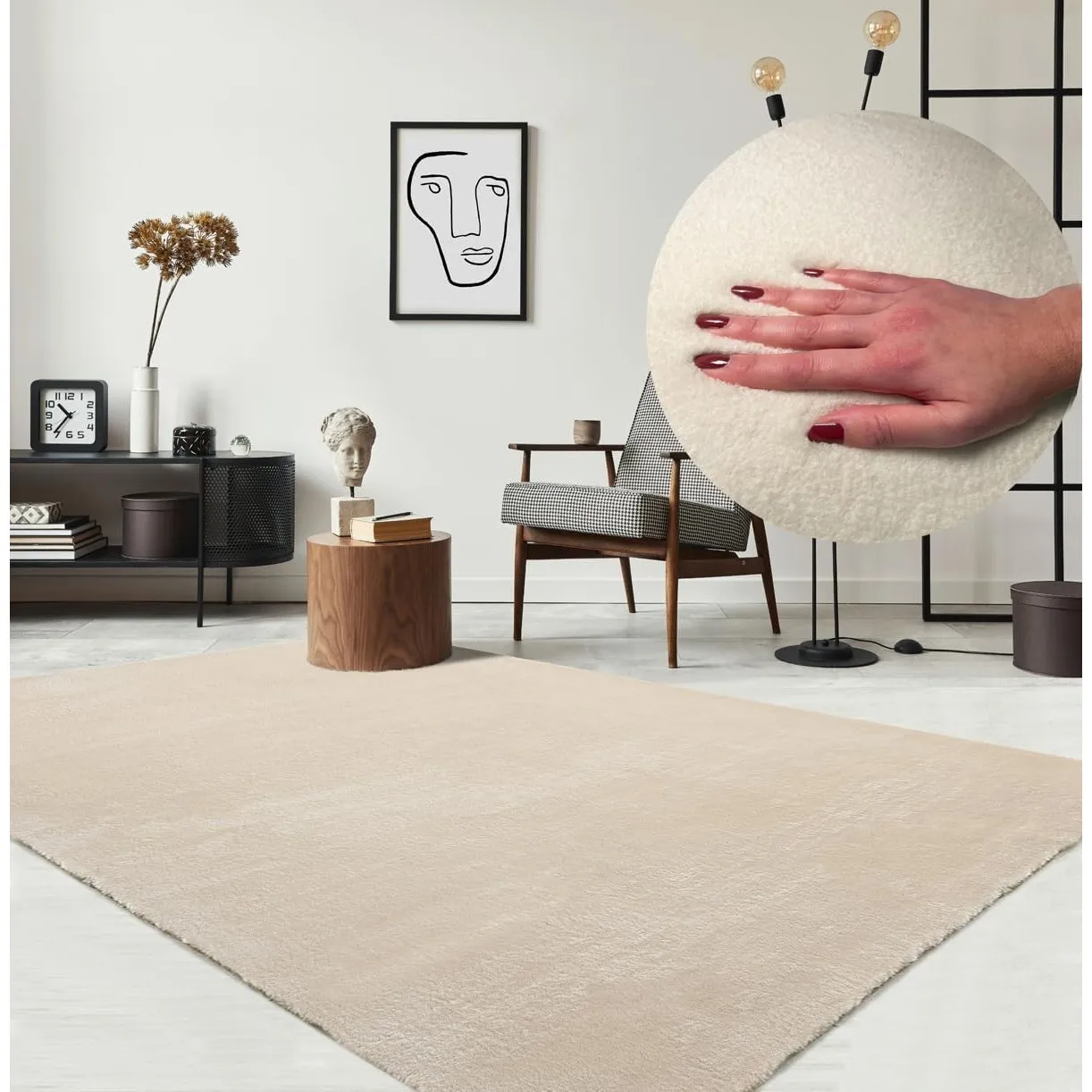 the carpet Relax Moderner Flauschiger Kurzflor Teppich, Anti-Rutsch Unterseite, Waschbar bis 30 Grad, Super Soft, Fello…