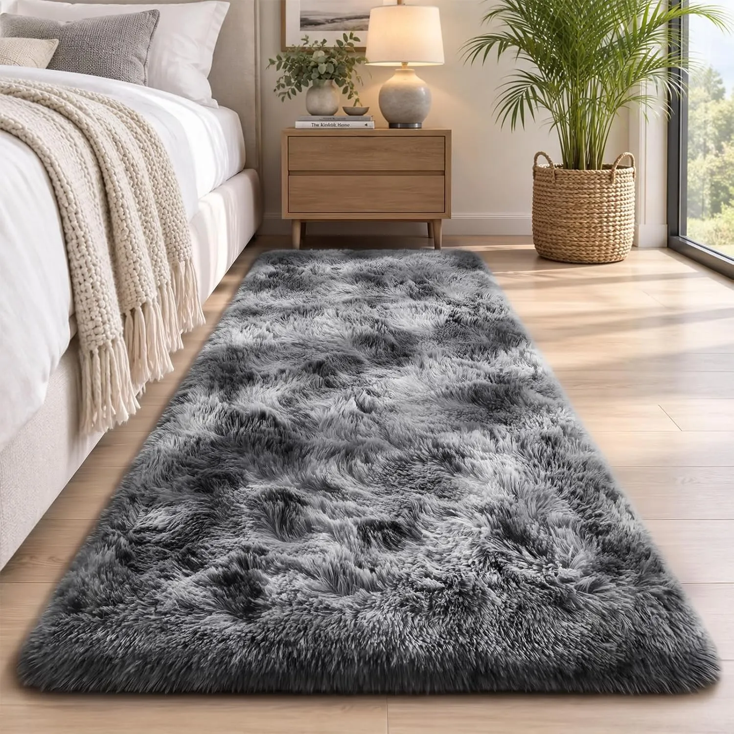 Sour Lemon Teppich Schlafzimmer 60x220cm, Grau Teppich Flur Läufer
