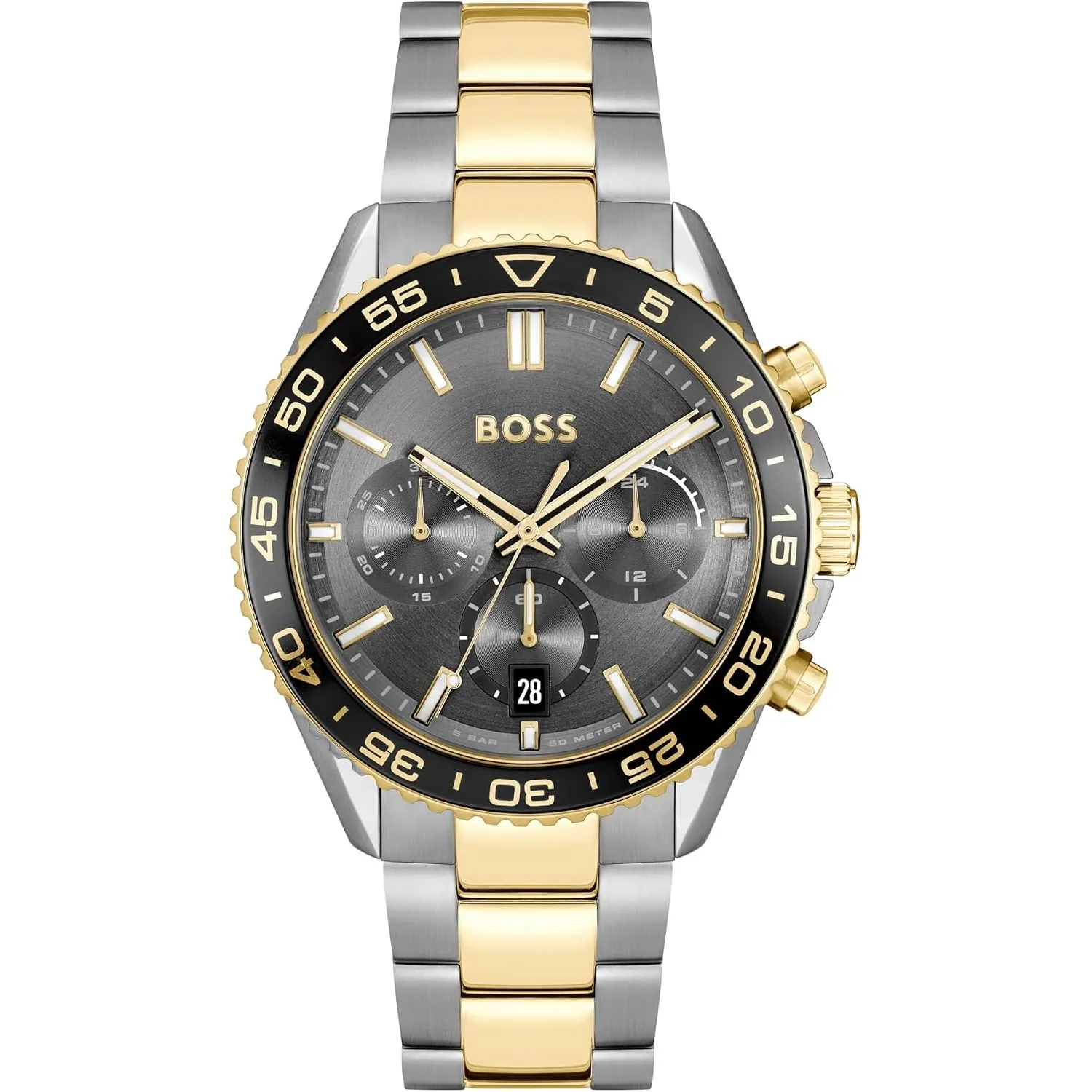BOSS Chronograph Quarz Uhr für Herren Kollektion Runner mit Edelstahl- oder Silikonarmband