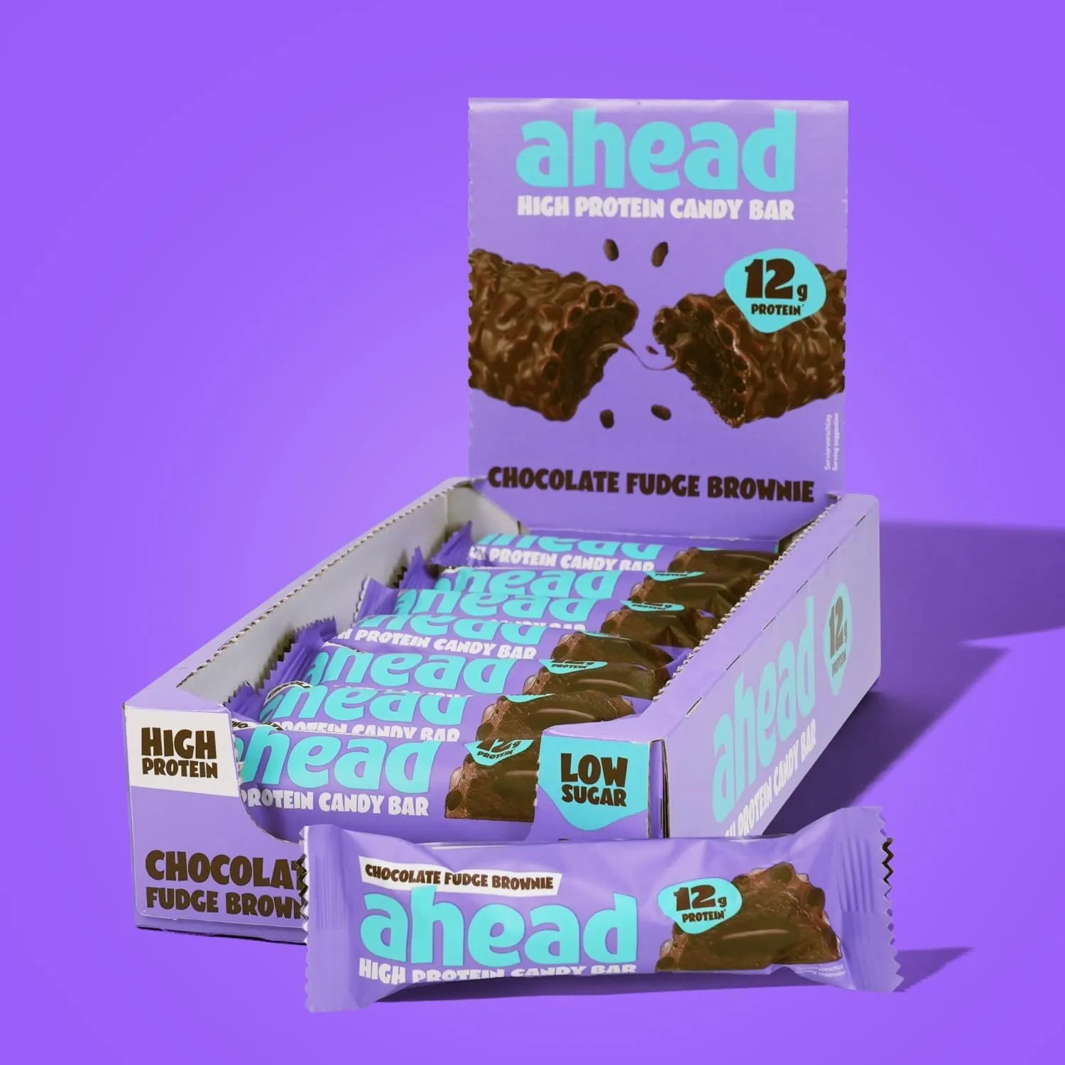 ahead Protein Riegel | Fudge Brownie | 14x 45g Extra softer Protein Riegel mit cremigem Kern | Low Carb Eiweißriegel oh…