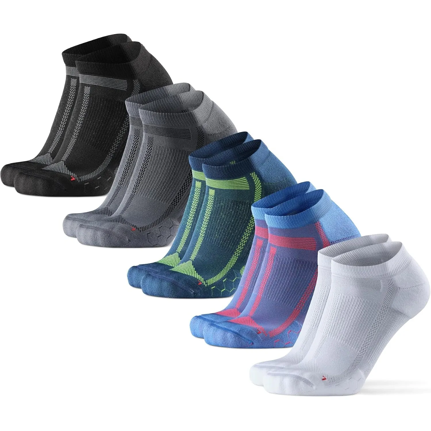DANISH ENDURANCE Kurze Laufsocken, Leichte Kompression, 3 & 5 Paar | Kurze Sommer Sportsocken, Atmungsaktiv, Gepolstert…