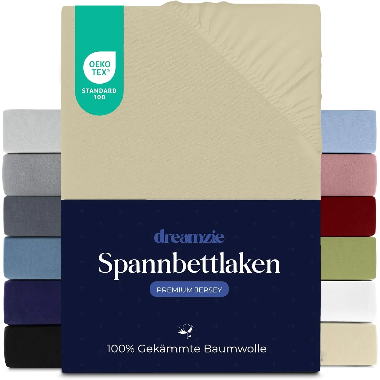 Dreamzie - Spannbettlaken - 180x200cm - 100% Gekämmte Baumwolle - Jersey