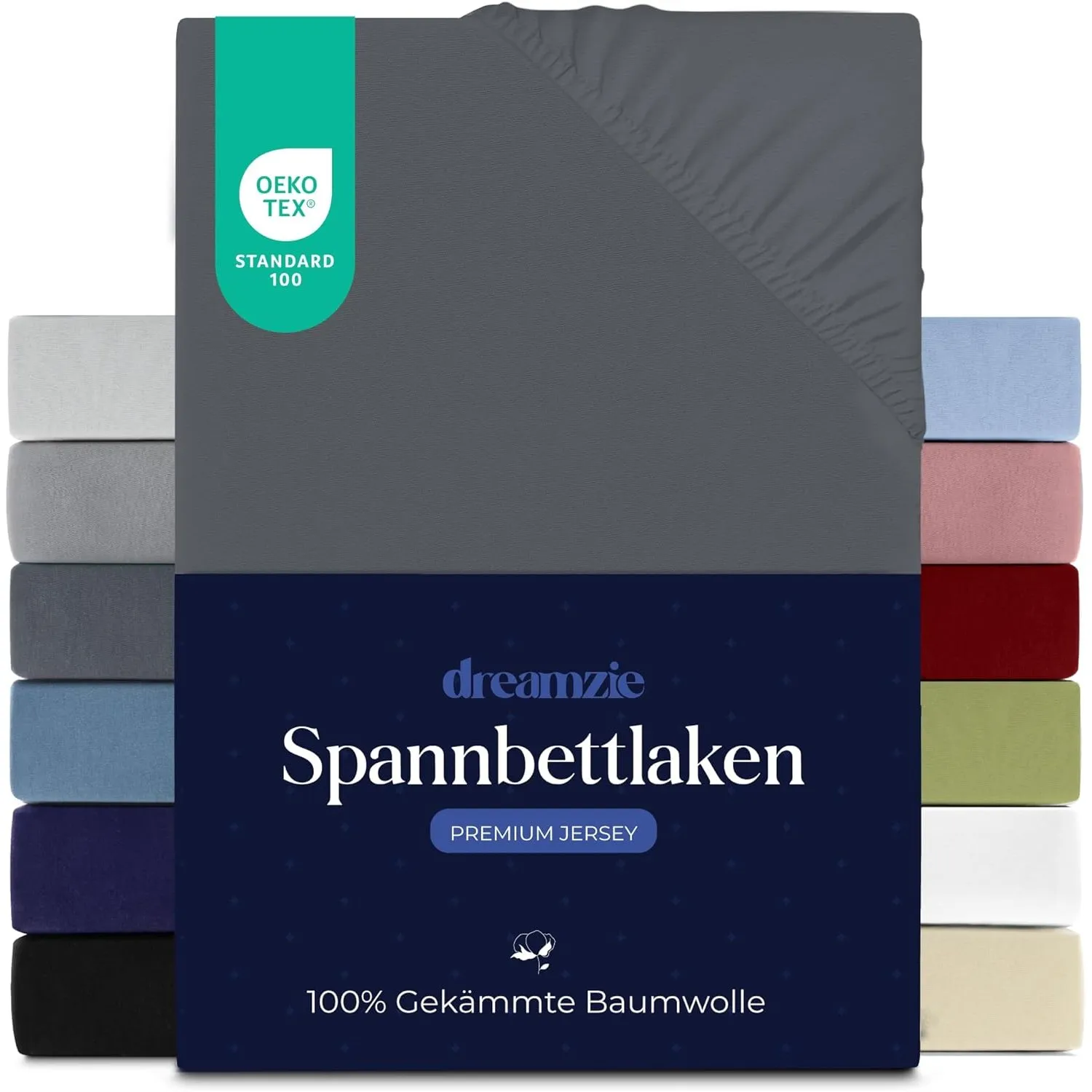 Dreamzie - Spannbettlaken - 180x200cm - 100% Gekämmte Baumwolle - Jersey