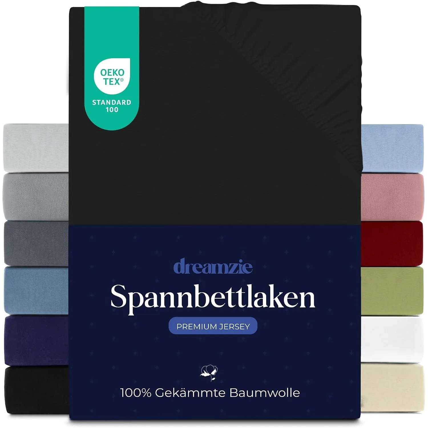 Dreamzie - Spannbettlaken - 160x200cm - 100% Gekämmte Baumwolle - Jersey