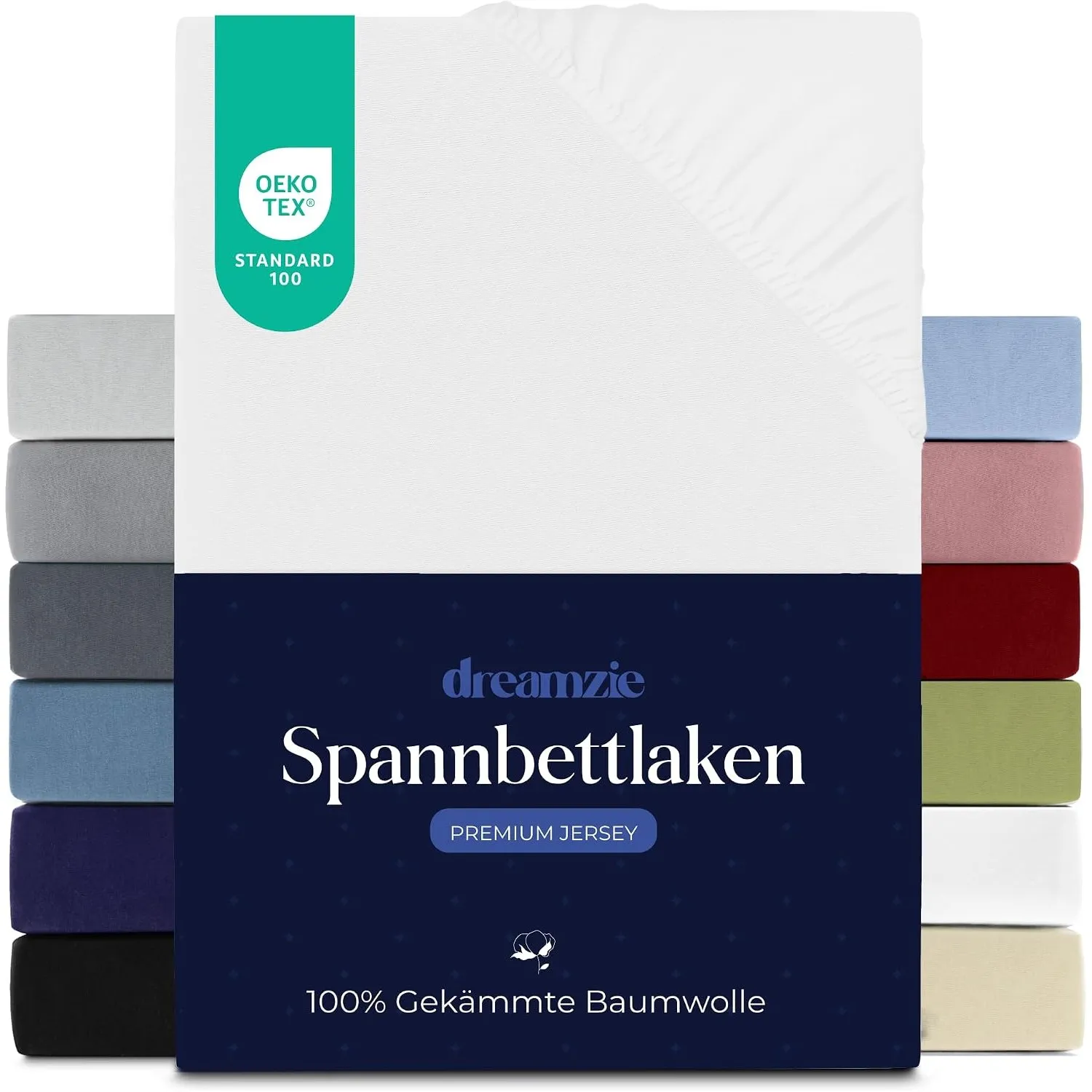 Dreamzie - Spannbettlaken - 160x200cm - 100% Gekämmte Baumwolle - Jersey