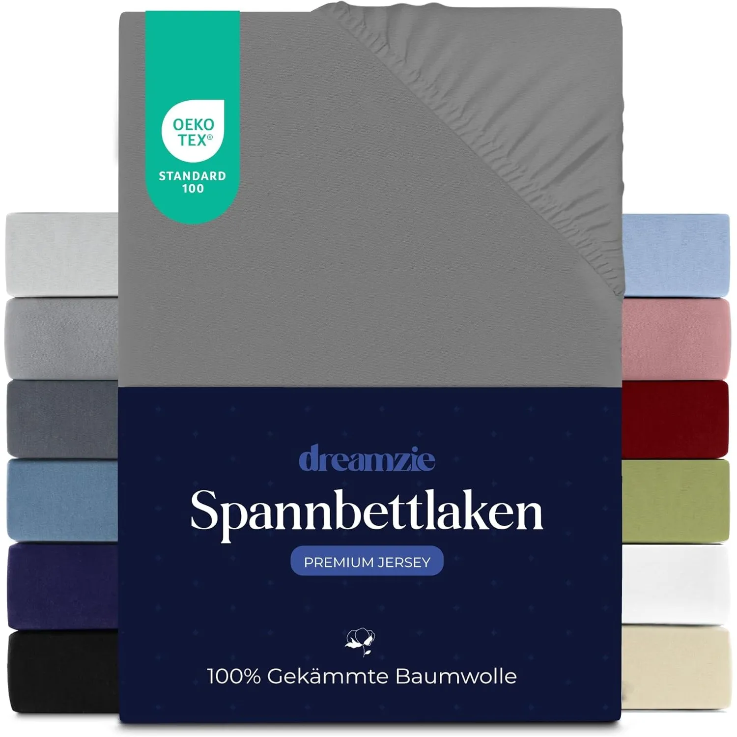 Dreamzie - Spannbettlaken - 160x200cm - 100% Gekämmte Baumwolle - Jersey