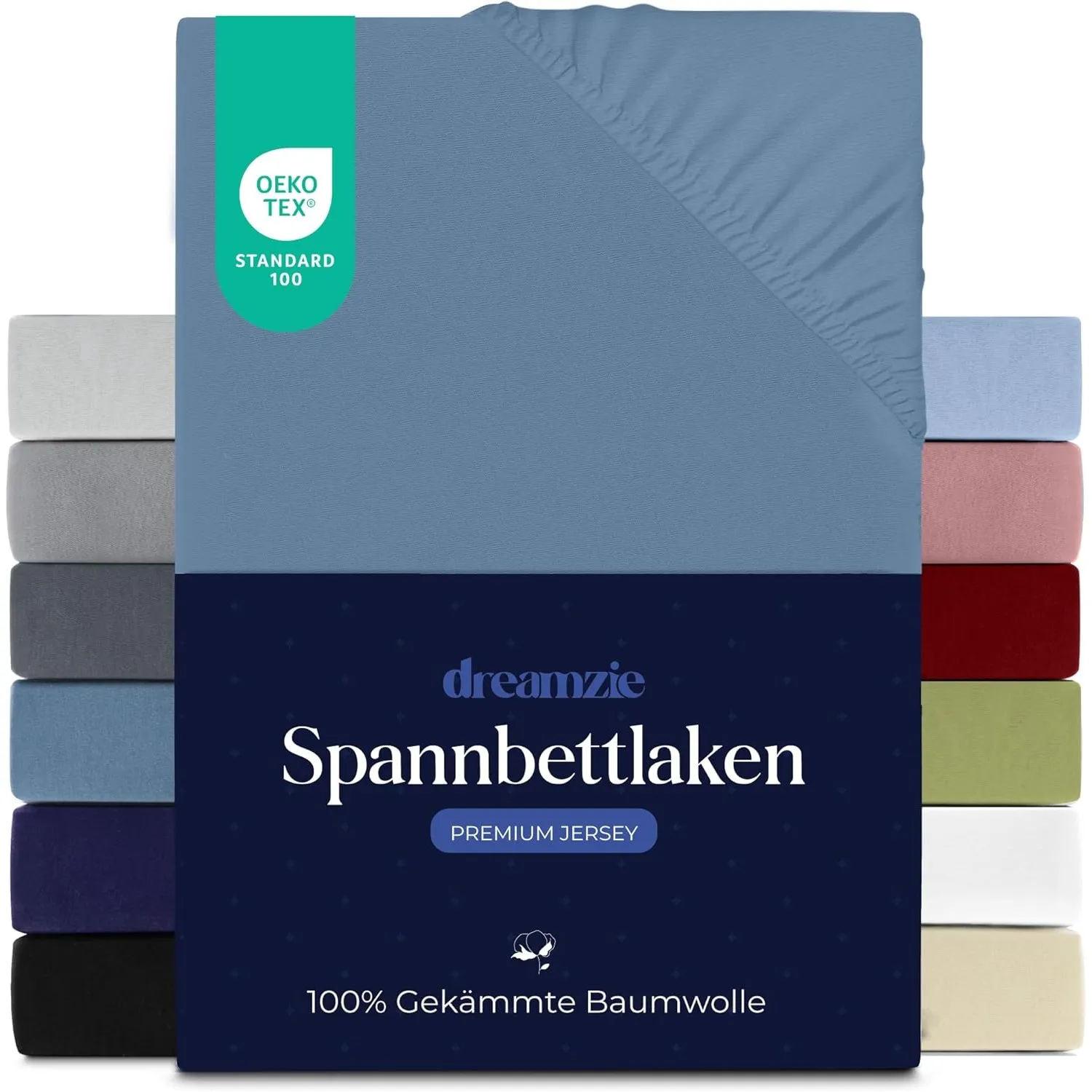 Dreamzie - Spannbettlaken - 90x200cm - 100% Gekämmte Baumwolle - Jersey