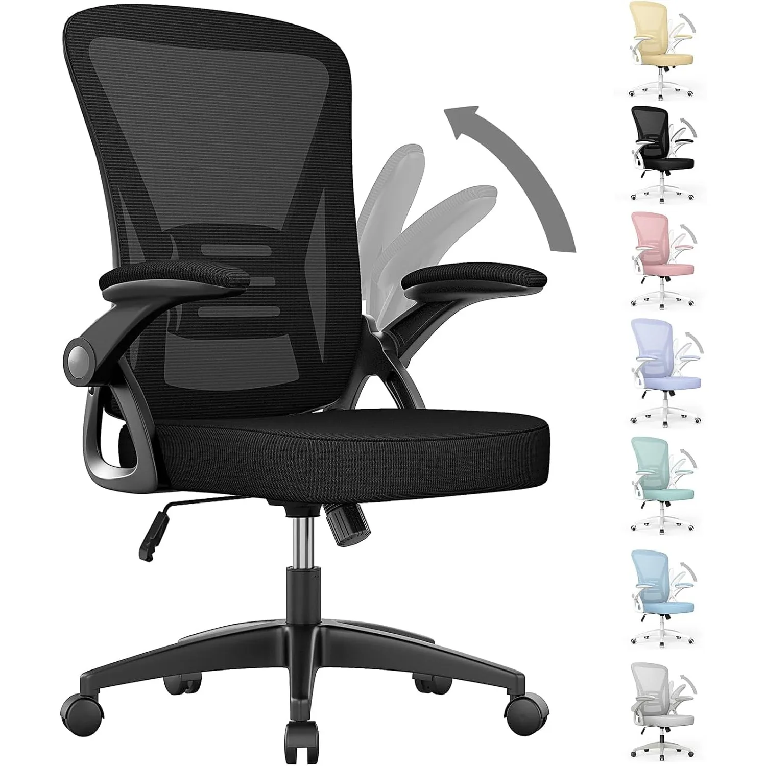 naspaluro Bürostuhl mit Verstellbaren Armlehnen, Ergonomischer Schreibtischstuhl mit Netzbespannung, Lordosenstütze, Hö…