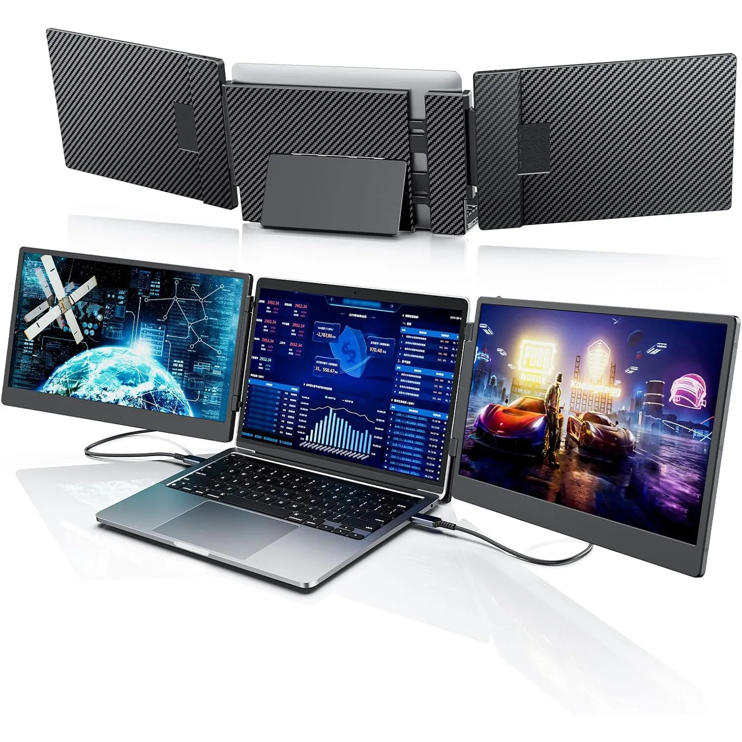 Laptop Screen Extender, 14" FHD Portable Monitor Extension, Triple Monitor, Plug & Play Screen Extender für Win/Dex/And…