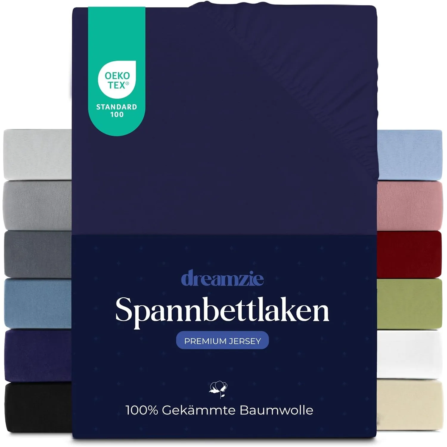 Dreamzie Premium Spannbettlaken 200x200 cm, Spannbetttuch für Dicke Matratzen bis zu 27 cm, Bettlaken 100% Jersey Baumw…