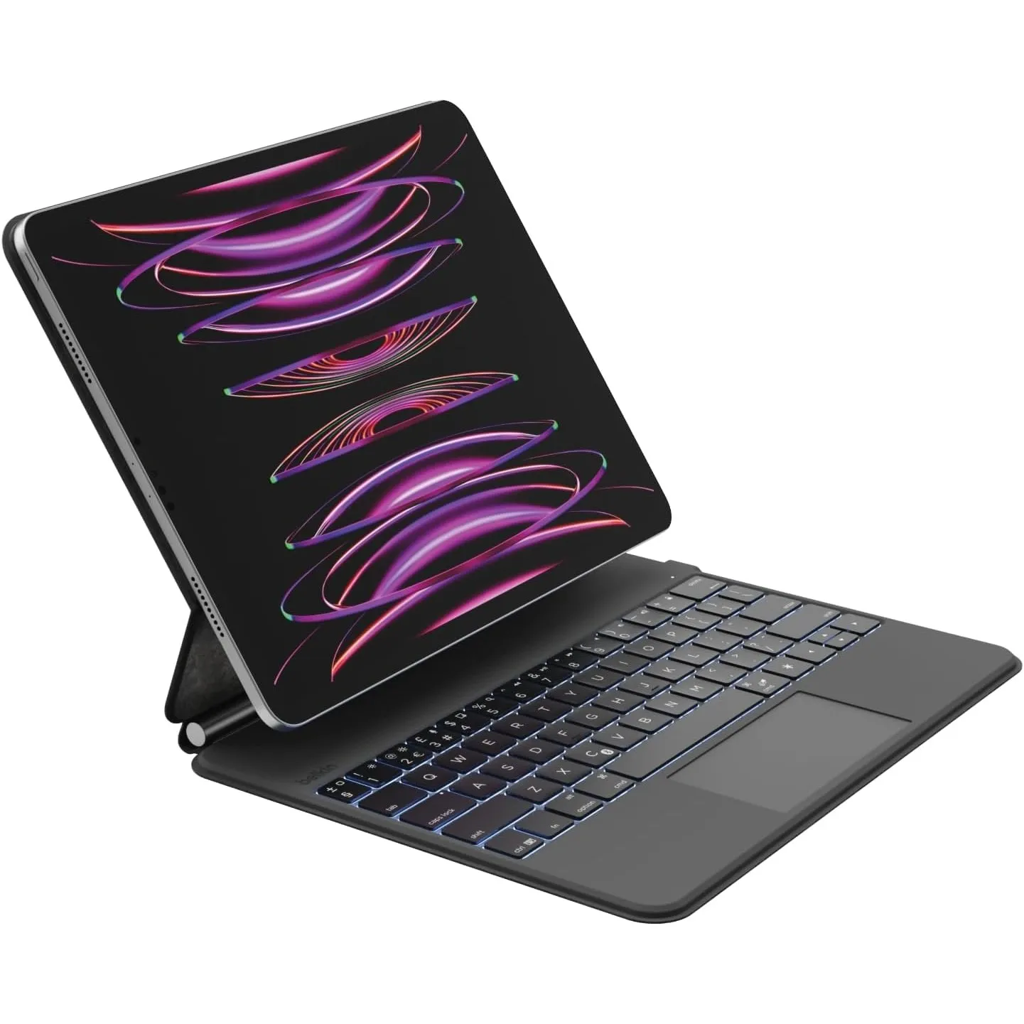 Belkin Pro iPad Tastaturhülle mit Magnetständer, beleuchtete Bluetooth‑Tastatur, Trackpad‑Gesten, Apple Pencil Stauraum…