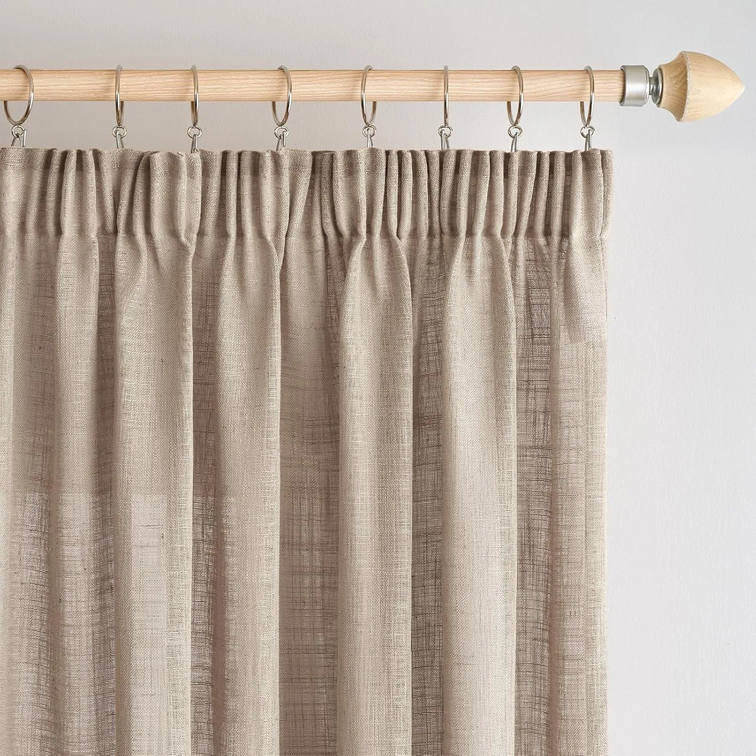 Woaboy Leinen Gardinen Kräuselband 2er Set 140x245cm Dunkelbraun
