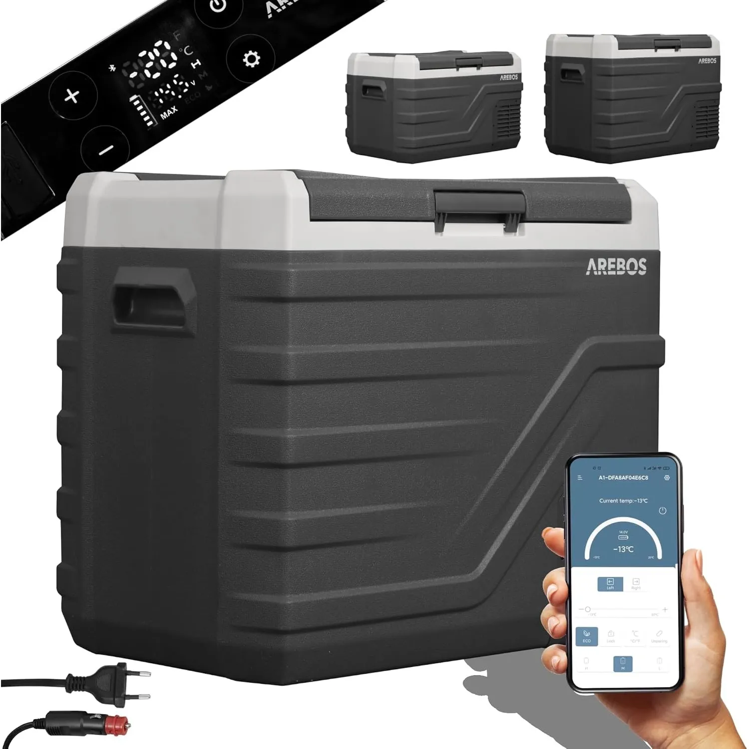 Arebos Kompressor Kühlbox 26 Liter | Elektrische Gefrierbox mit APP & Smart-Steuerung | Mobile Kühltruhe mit USB-Anschl…