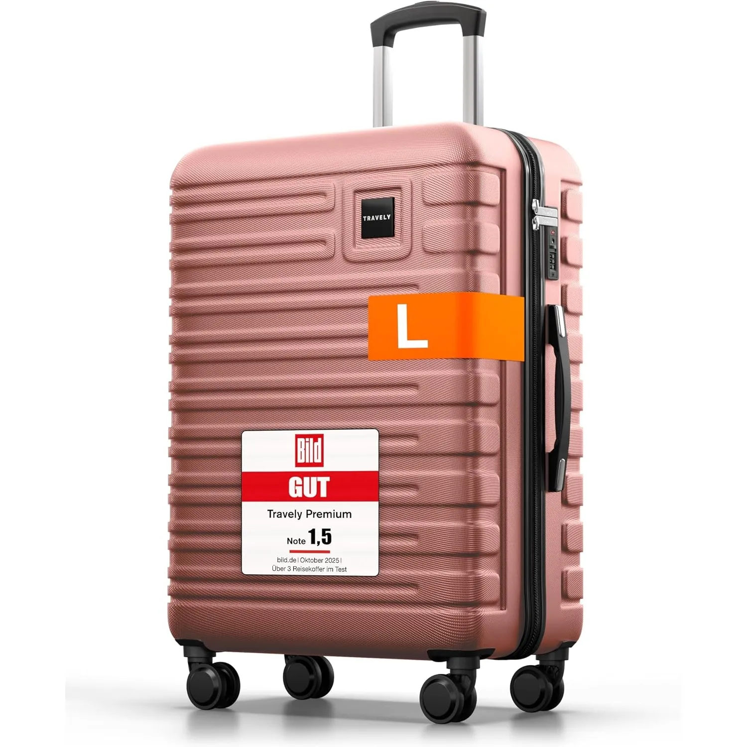 Travely Polycarbonat Koffer Groß 67cm L - 60L Innenvolumen - sehr robuster Hartschalenkoffer mit sanften Rollen & TSA S…