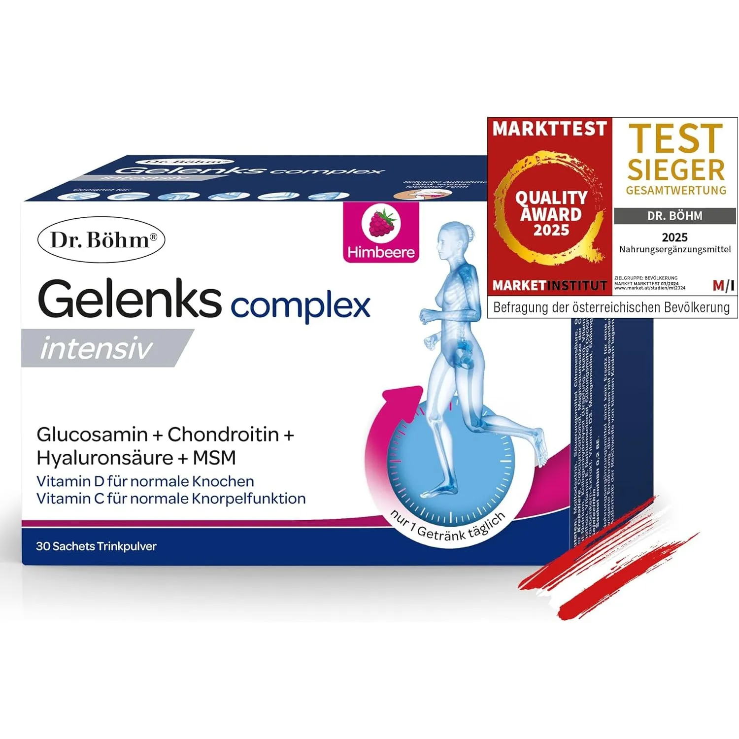 Dr Böhm Gelenks Complex Intensiv Kollagen Pulver Himbeer Glucosamin,30 Stk
