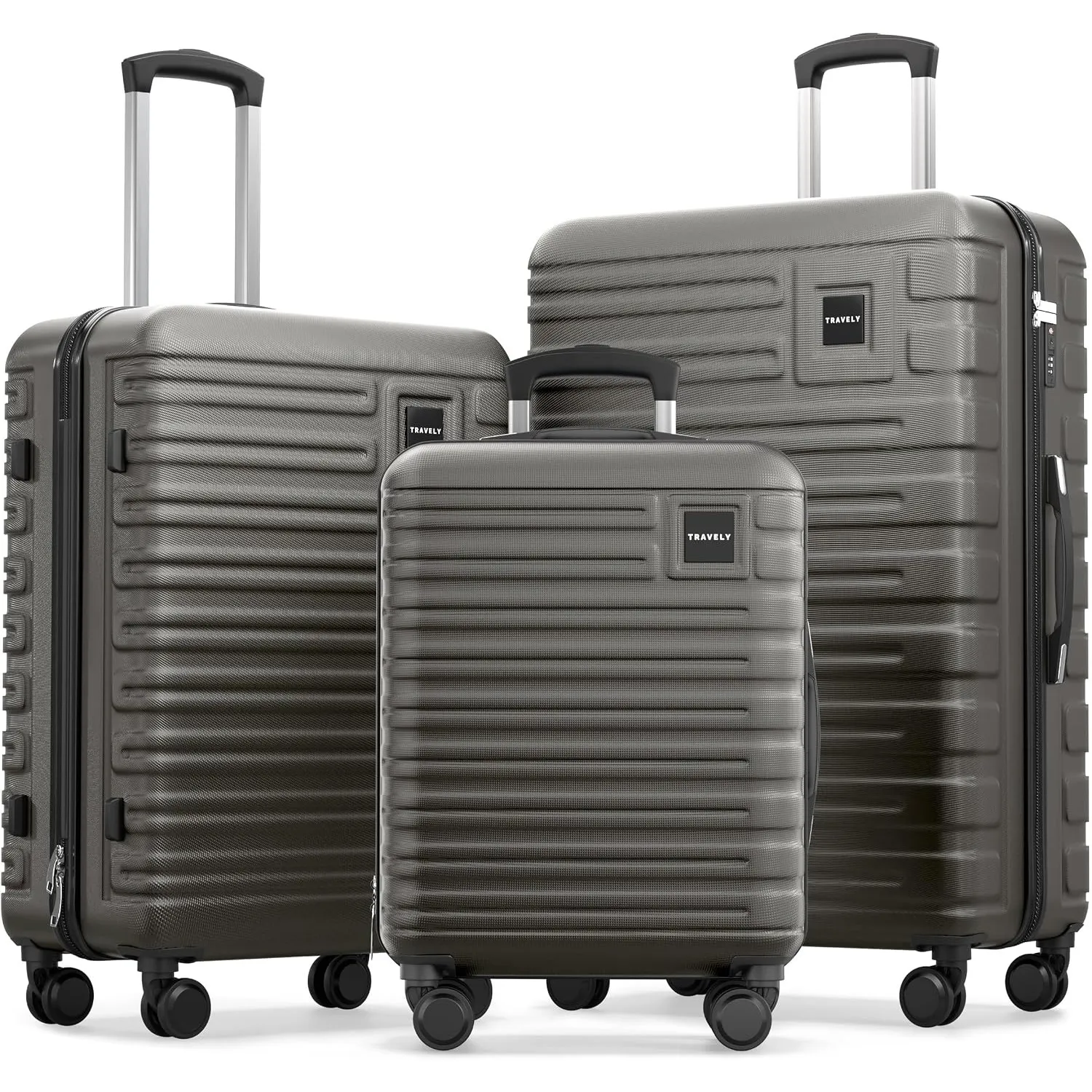 Travely Polycarbonat Koffer Set 77cm, 67cm, Handgepäck Koffer in einem Set, Sehr robuste Reisekoffer mit sanften Rollen…