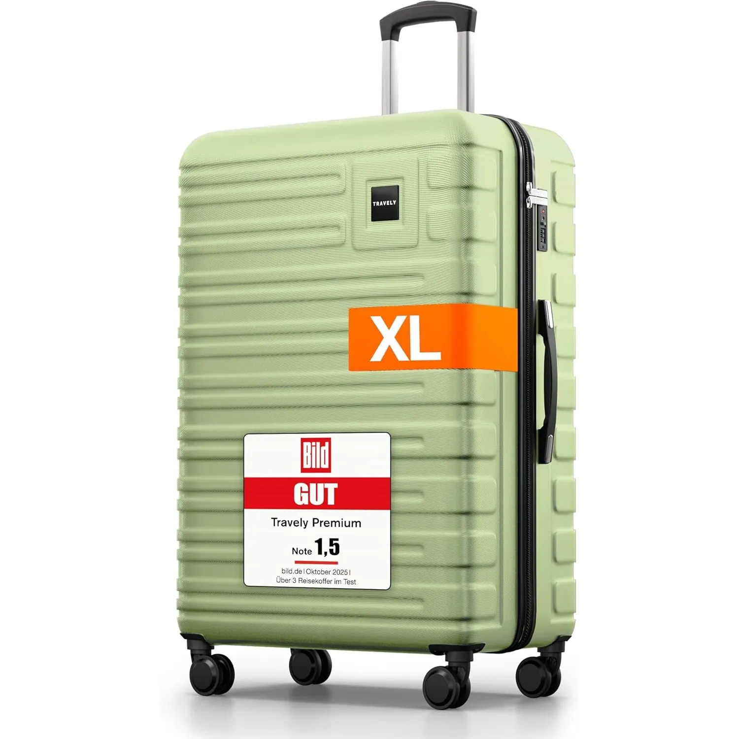 Travely Polycarbonat Koffer Groß 77cm XL - 100L Innenvolumen - 158cm Gurtmaß, sehr robuster Hartschalenkoffer mit sanft…
