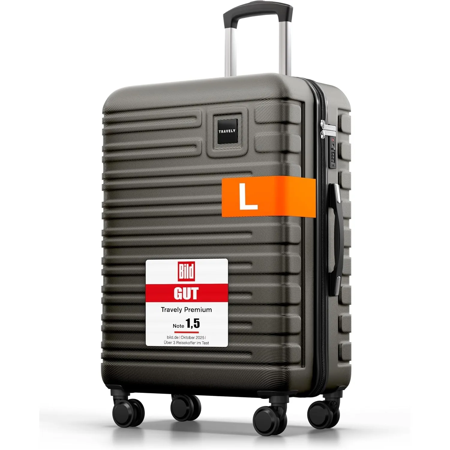 Travely Polycarbonat Koffer Groß 67cm L - 60L Innenvolumen - sehr robuster Hartschalenkoffer mit sanften Rollen & TSA S…