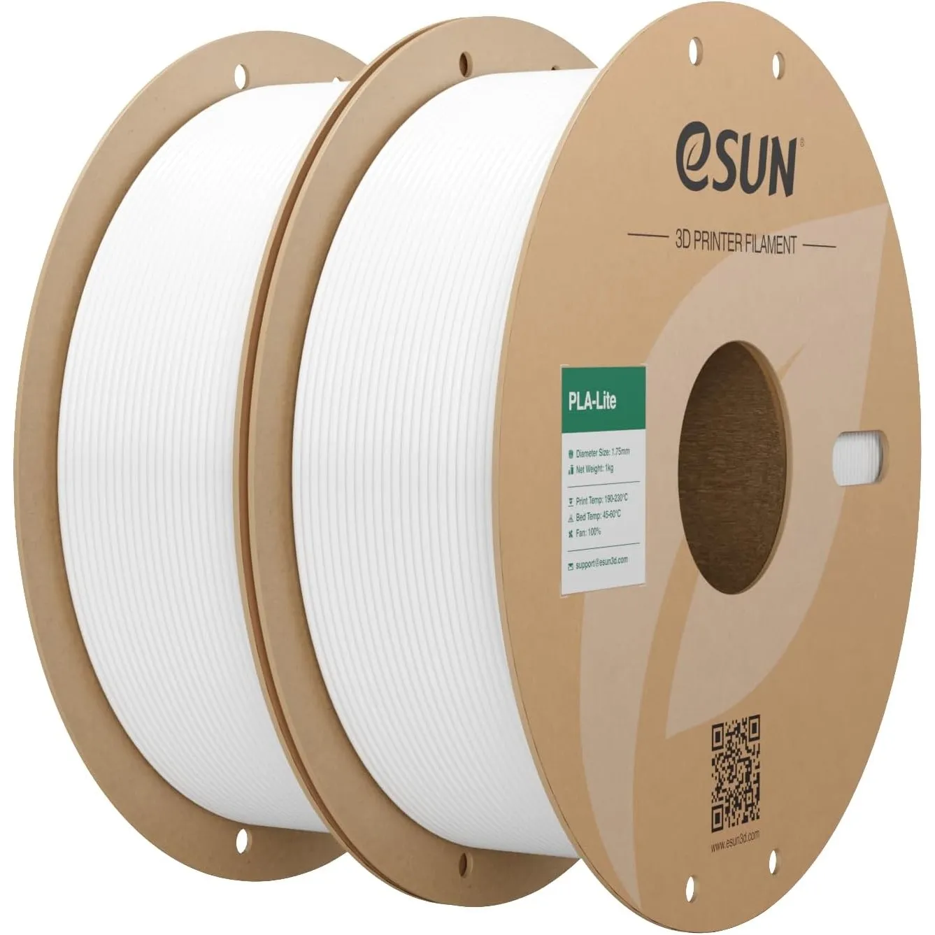 eSUN PLA Filament 1.75mm, Modifiziertes 3D Drucker Filament PLA, Maßgenauigkeit +/- 0.03mm, 1KG pro Spule, 2 Spulen 3D …