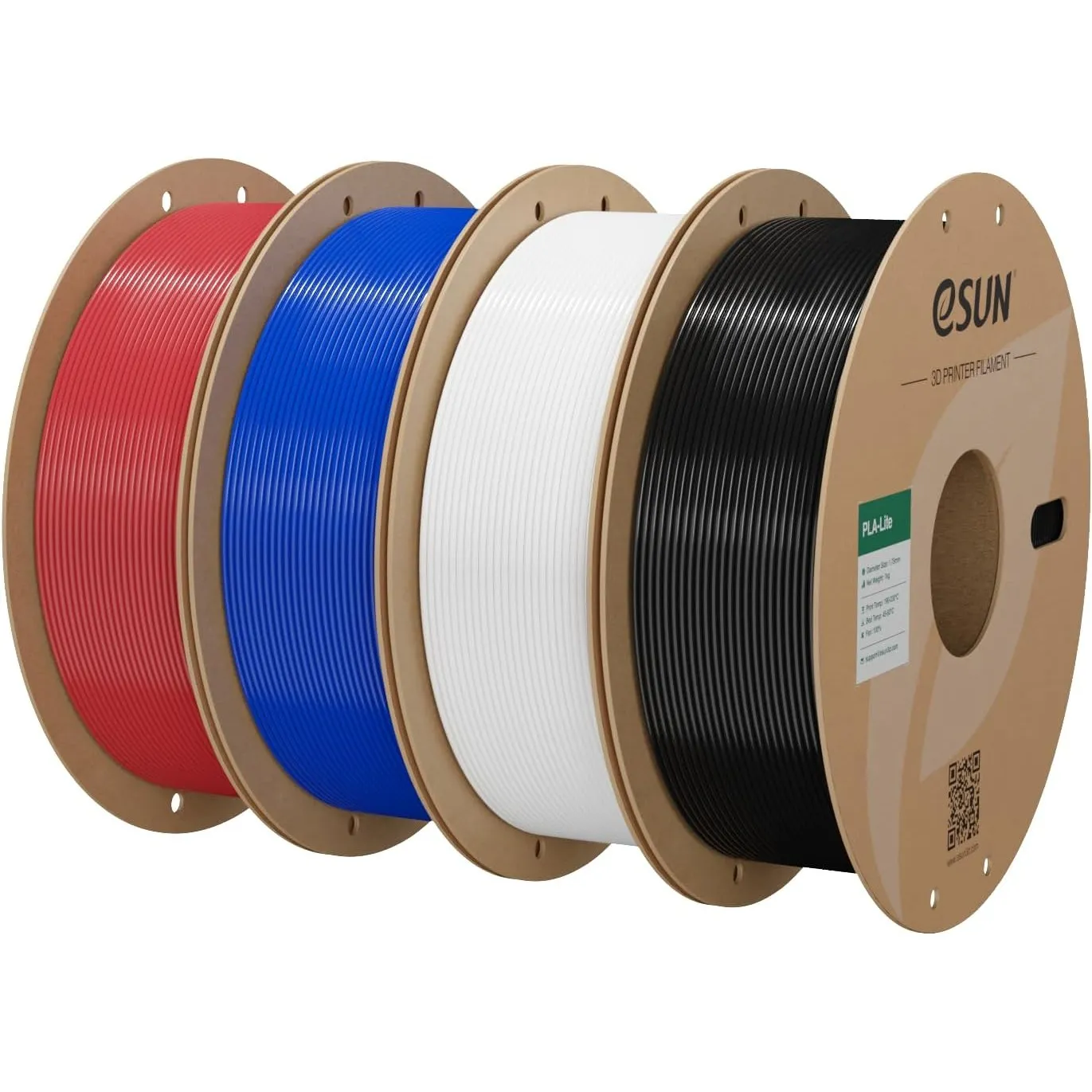 eSUN PLA Filament 1.75mm, Feuerrot+Blau+Kaltes Weiß+Schwarz,4KG | Modifiziertes 3D Drucker Filament PLA, Maßgenauigkeit…