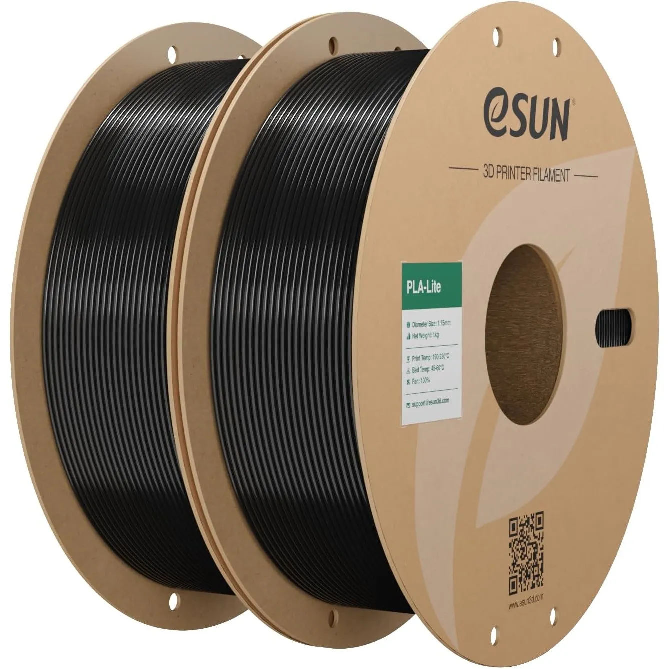 eSUN PLA Filament 1.75mm, Schwarz,2KG