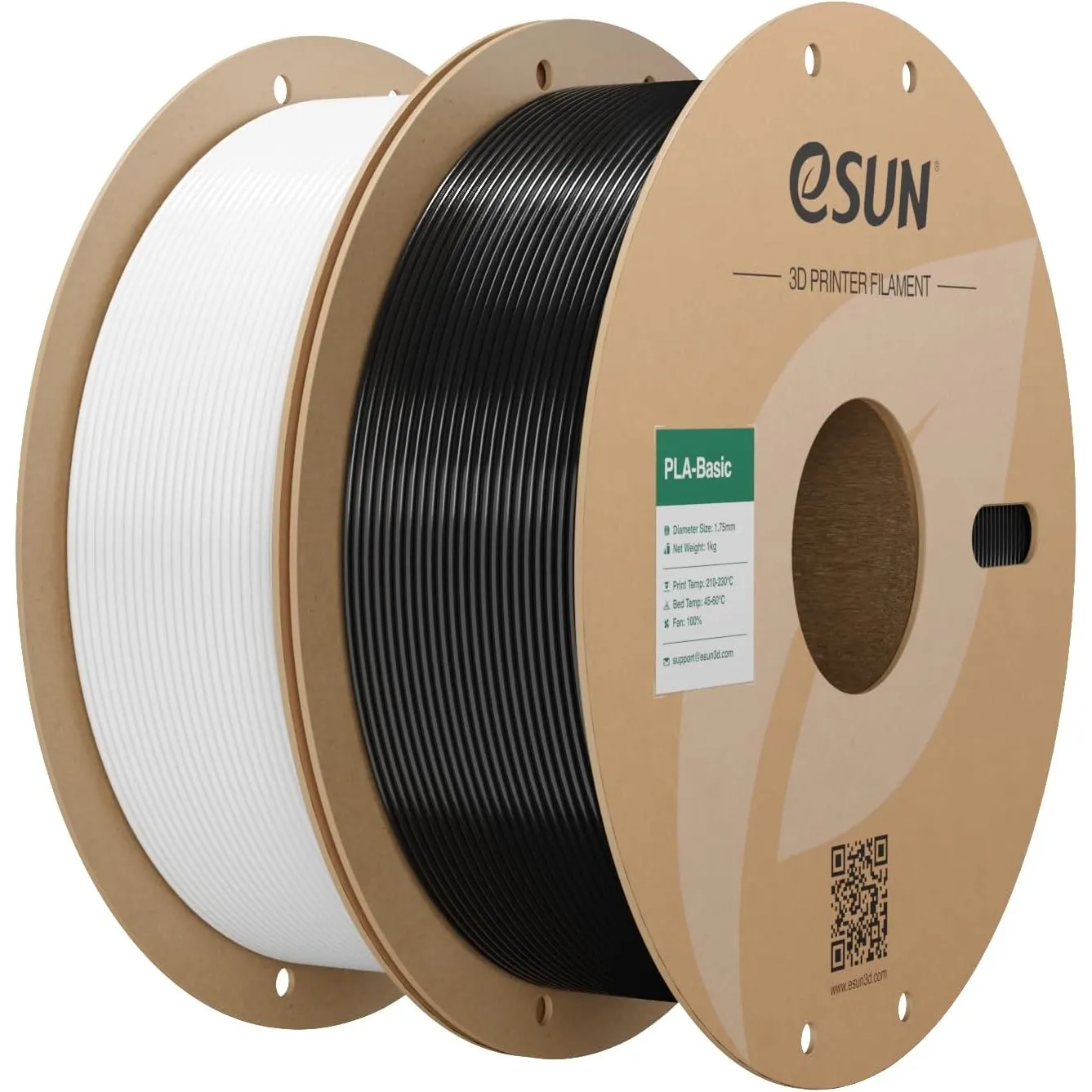eSUN PLA Basic Filament 1.75mm, Kaltes Weiß+Schwarz, 2KG