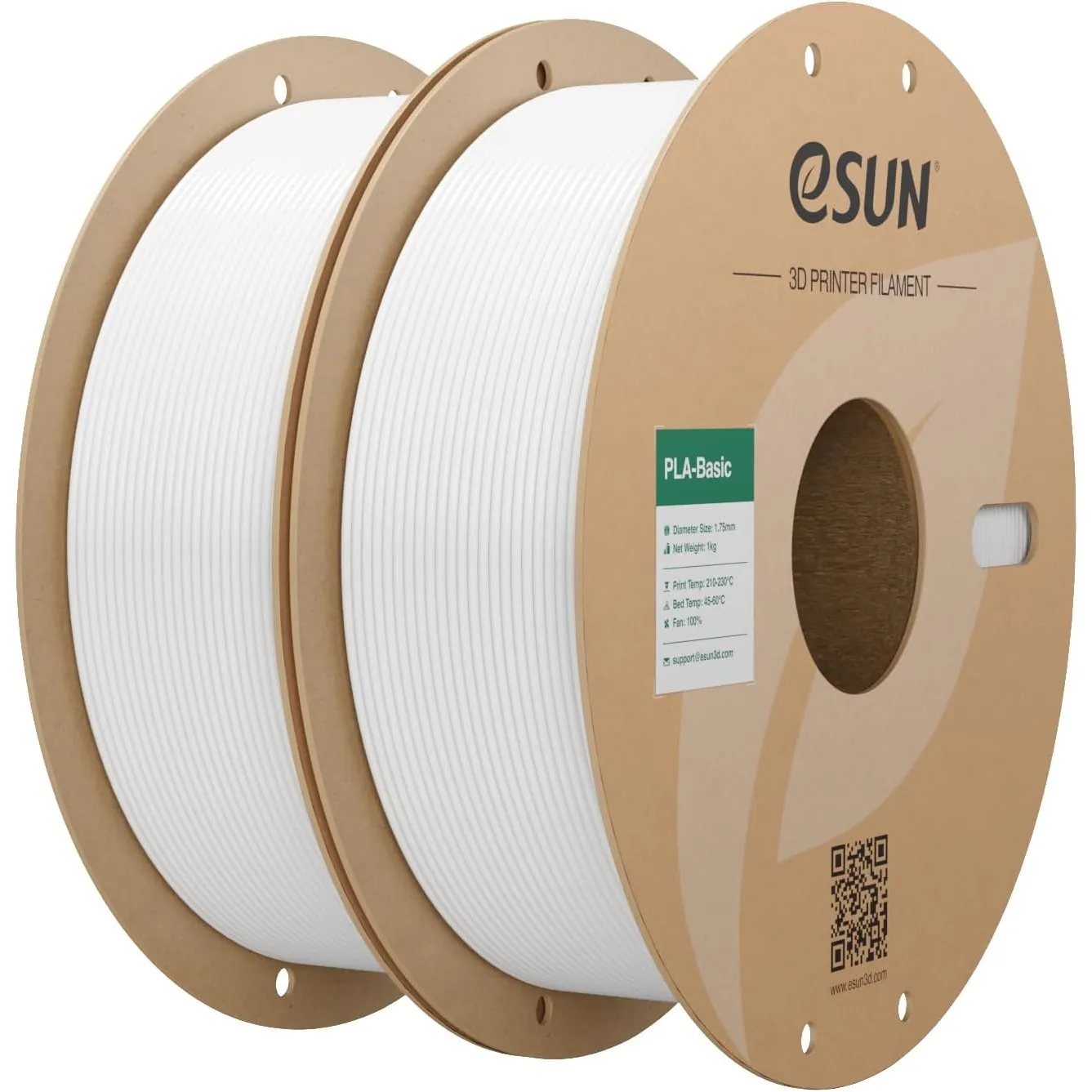 eSUN PLA Basic Filament 1.75mm, Kaltes Weiß, 2KG