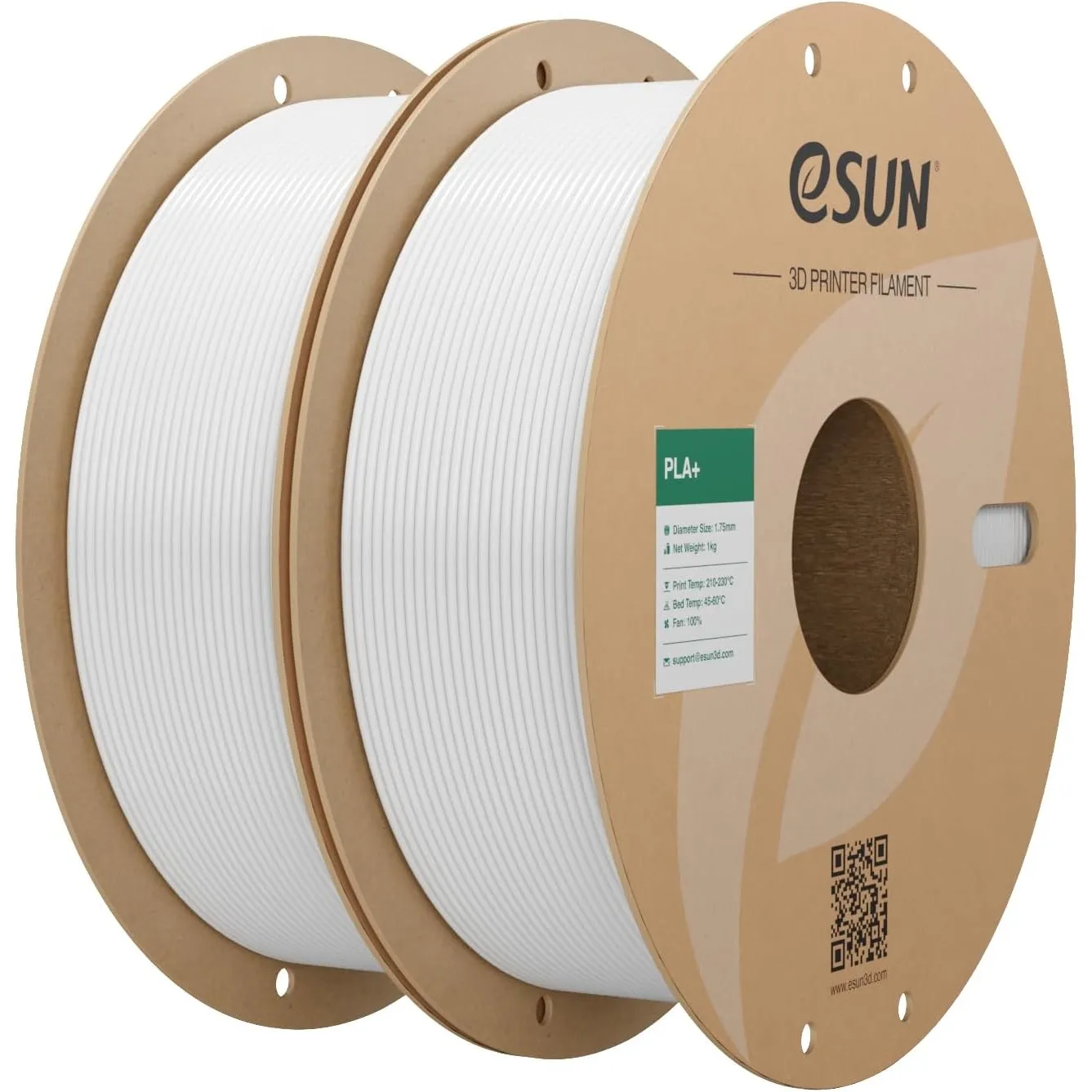 eSUN PLA+ Filament 1.75mm, 3D Drucker Filament PLA Plus, Maßgenauigkeit +/- 0.03mm, 1KG pro Spule, 2 Spulen 3D Druck Fi…