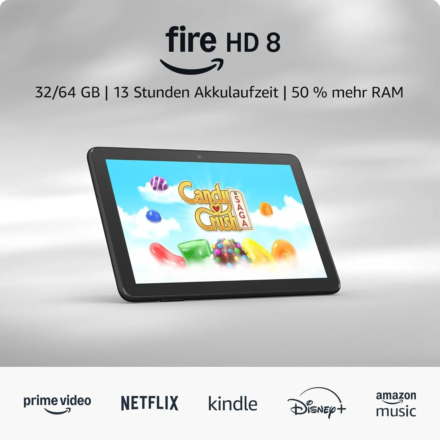 Amazon Fire HD 8-Tablet (Neueste Generation), 8-Zoll-HD-Bildschirm, 3 GB RAM, 32 GB Speicher, für Unterhaltung unterweg…