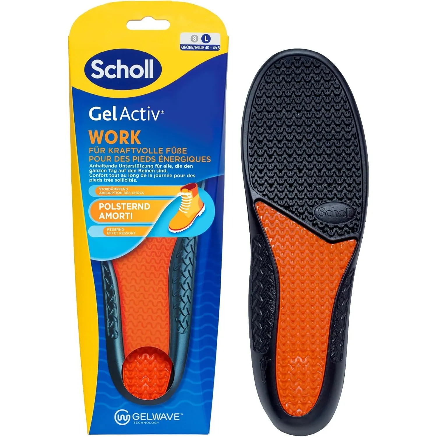 Scholl GelActiv Work Einlegesohlen für Männer, ganztägiger Komfort bei der Arbeit, hält die Füße frisch und kühl, Stoßd…