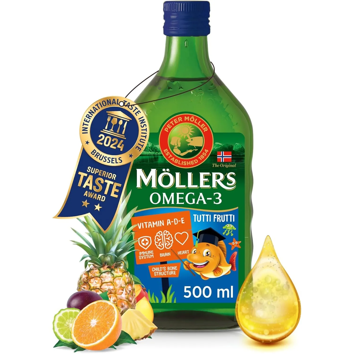 Möller's Omega 3 Lebertran | Nordic omega 3 kinder Nahrungsergänzung mit EPA, DHA, Vitamin A, D und E | Hochreiner natü…