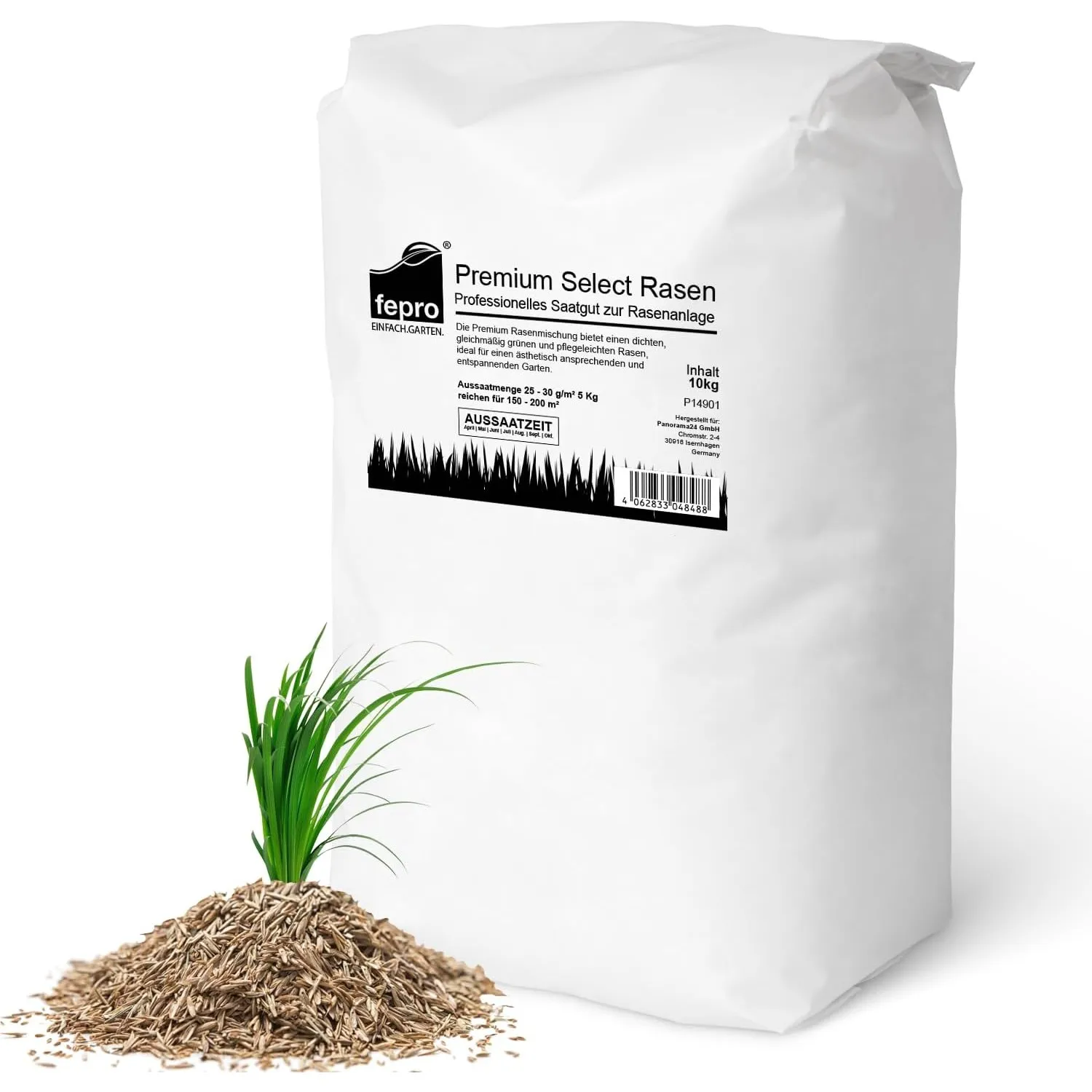 20kg Premium Rasensamen für Profis 800m², Zierrasen Superrasen, besonders dichtwachsend und tiefgrün, ideal für Neuansa…