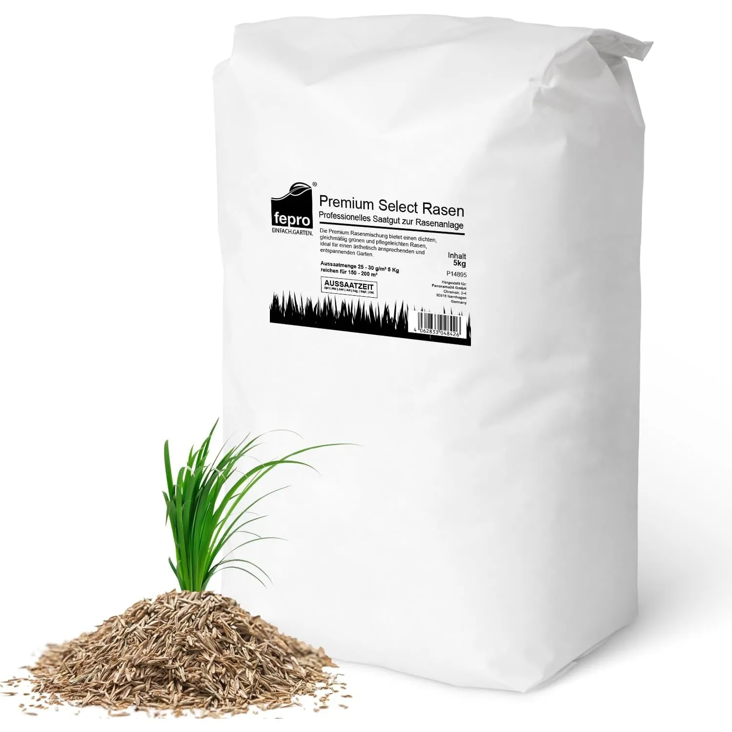 5kg Premium Rasensamen für Profis 200m², Zierrasen Superrasen, besonders dichtwachsend und tiefgrün, ideal für Neuansaa…