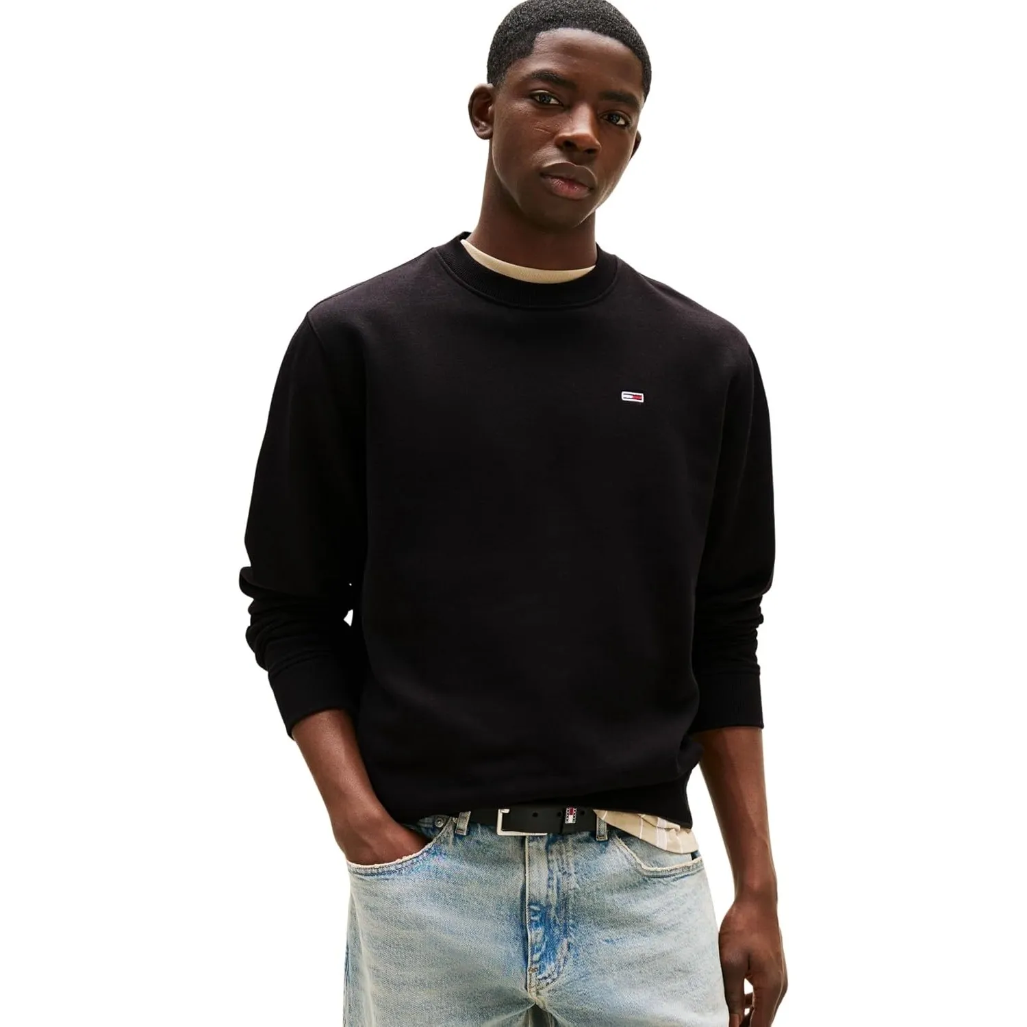 Tommy Jeans Herren Sweatshirt Regular Fit Flag Fleece Rundhalsausschnitt