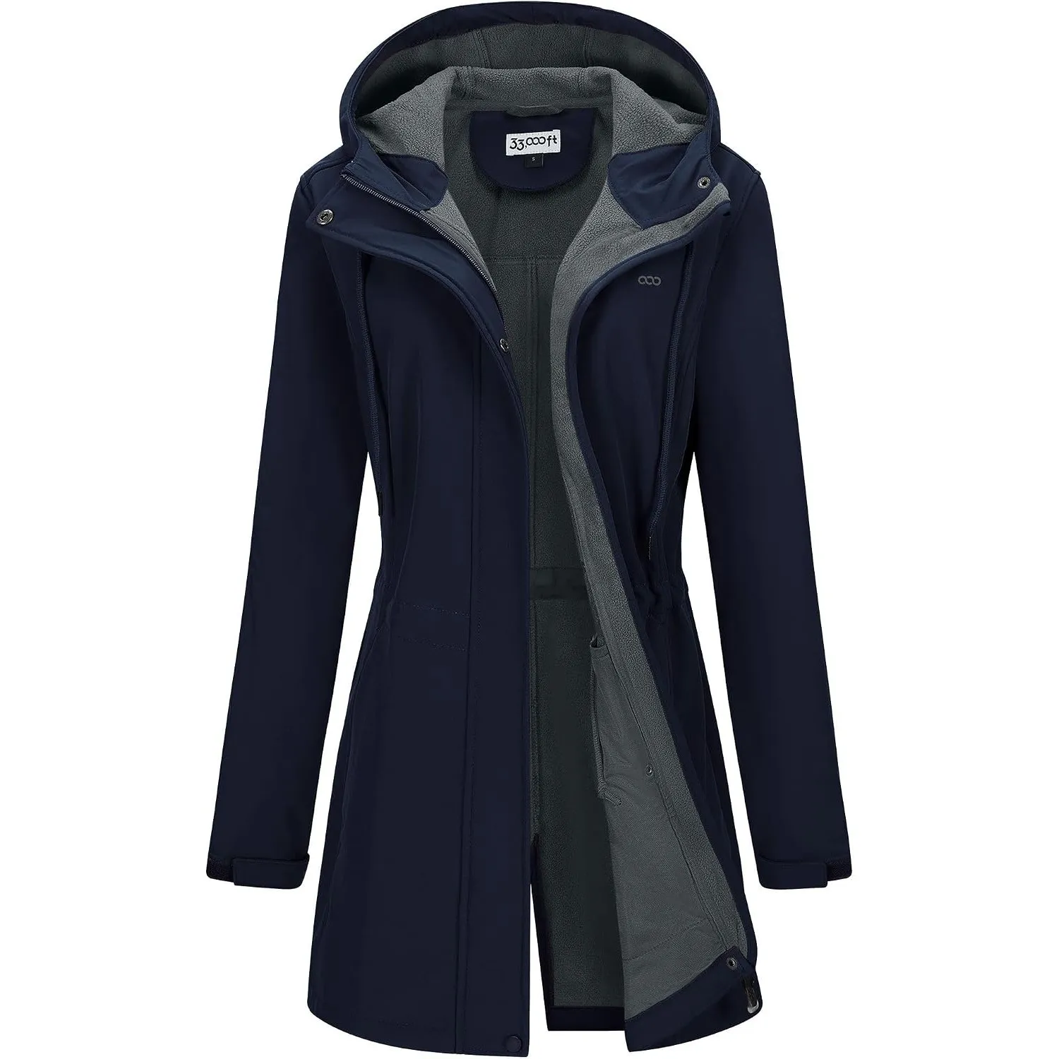 33,000ft Damen Leichte Wasserdichte Softshell Regenjacke Lange Funktionsjacke Übergangsjacke Windjacke Atmungsaktive Re…