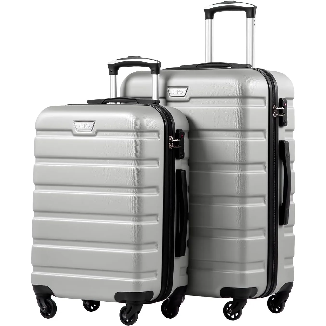 COOLIFE 2-Teiliges Kofferset, M+L, PC+ABS, Hartschale, Leicht Robuster | Rollkoffer mit 360° Spinner Räder, YKK Reißver…