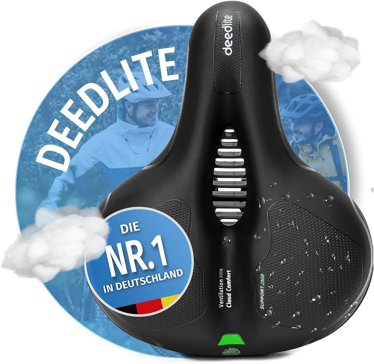 Cloud Comfort Pro Max Bicycle Saddle - Finally Pain-Free Cycling Comfortable Soft Memory Foam Bicycle Saddle with Red W…
