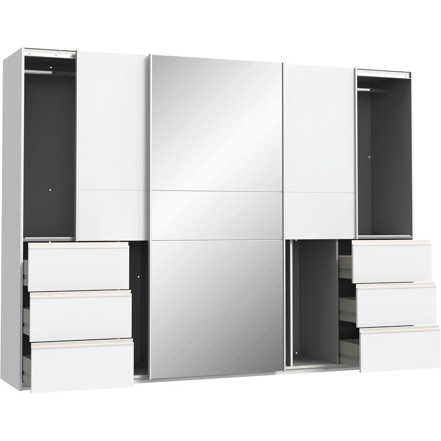 FORTE Winn 2 Schwebetürenschrank 270, moderner 2-türiger Schrank, weißer Kleiderschrank, Schlafzimmer, Kinderzimmer, Ho…