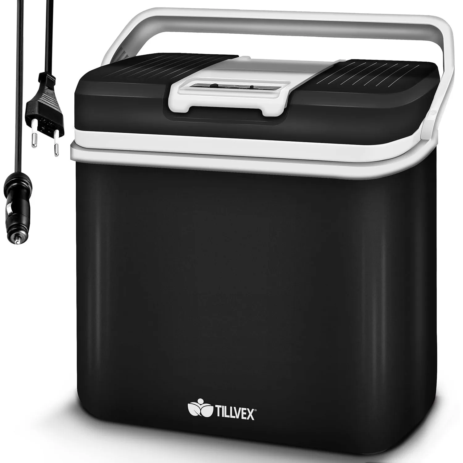 tillvex® Kühlbox elektrisch 24L | zum Kühlen und Warmhalten | 12 V & 230 V | Elektrische Kühlbox mit ECO & MAX Modus | …