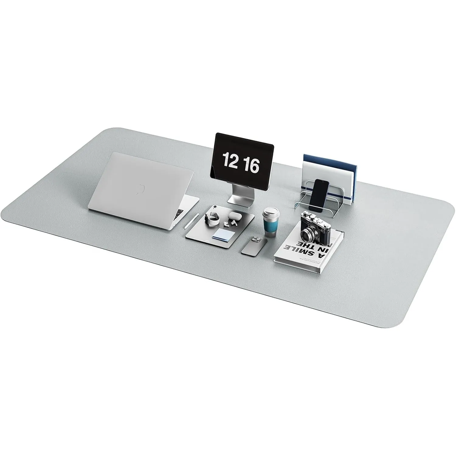 YSAGi Schreibtischunterlage, Premium Leder Mauspad, Silbergrau, 120x60cm | Rutschfeste Schreibtisch Unterlage, Tischunt…