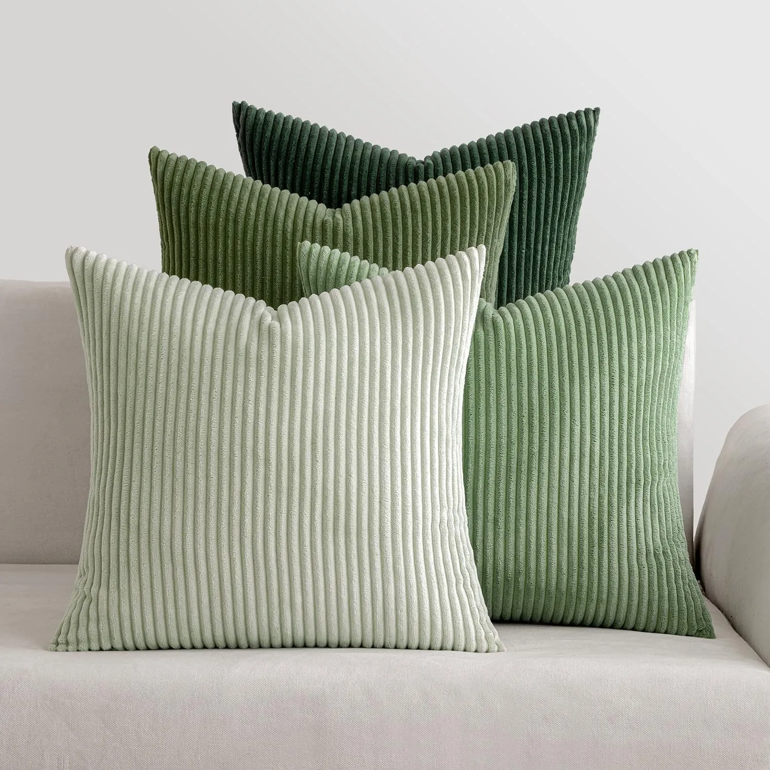 MIULEE Kissenbezug 45x45 4er Set Kordsamt Kissenhülle sofakissen Green