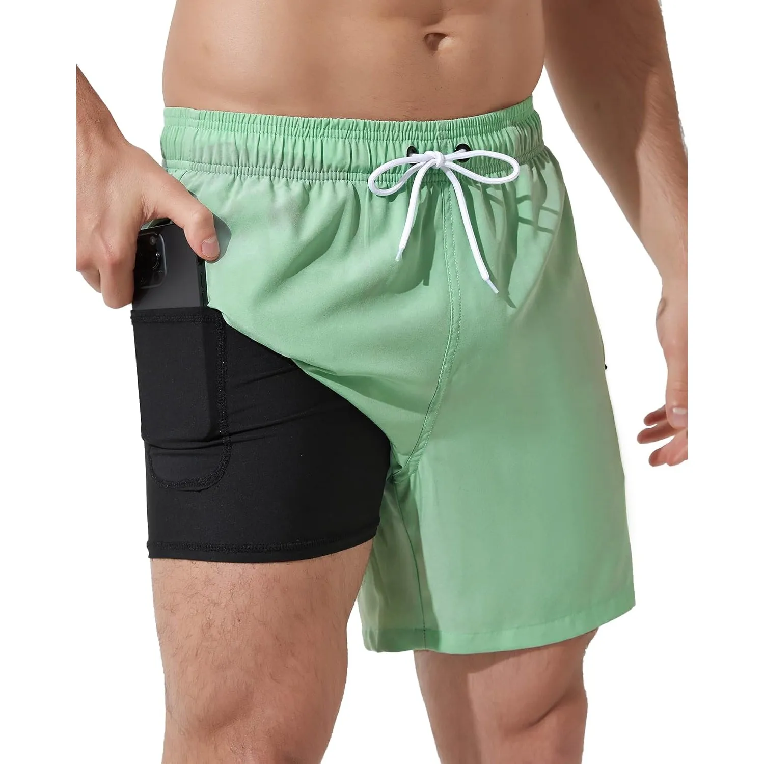 Arcweg Badehose für Herren mit Kompression Liner 2 in 1 Atmungsaktiv Badeshorts Männer Elastisch Trainingsshorts Verste…