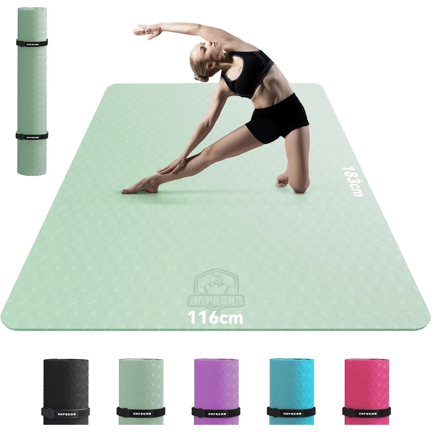 HAPBEAR Yogamatte XXL- Extra Groß Breit Yoga Matte, Sportmatte Fitnessmatte Rutschfest 198cm x137cm/183cm x122cm/183cm …